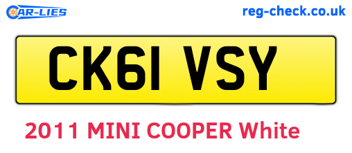 CK61VSY are the vehicle registration plates.