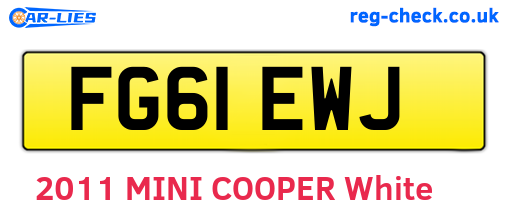 FG61EWJ are the vehicle registration plates.
