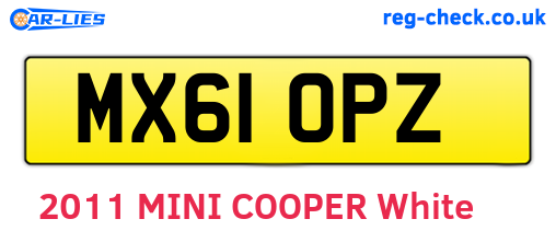 MX61OPZ are the vehicle registration plates.