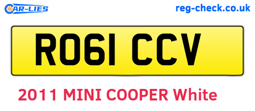 RO61CCV are the vehicle registration plates.