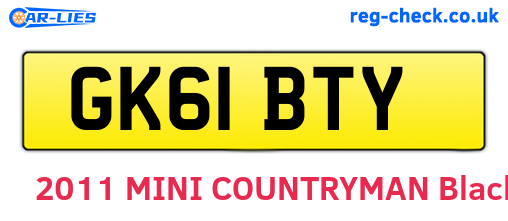 GK61BTY are the vehicle registration plates.