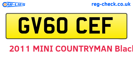 GV60CEF are the vehicle registration plates.