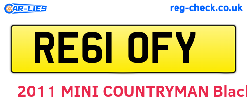 RE61OFY are the vehicle registration plates.