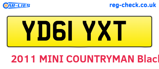 YD61YXT are the vehicle registration plates.