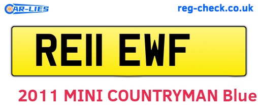 RE11EWF are the vehicle registration plates.