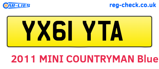 YX61YTA are the vehicle registration plates.