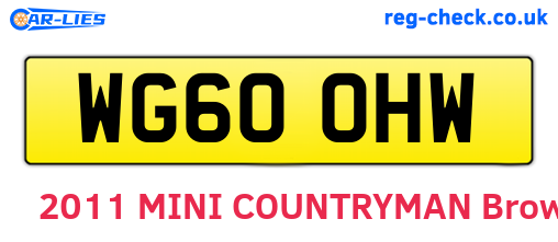 WG60OHW are the vehicle registration plates.