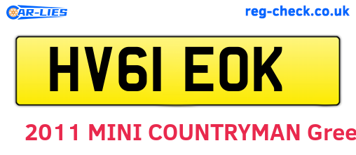 HV61EOK are the vehicle registration plates.