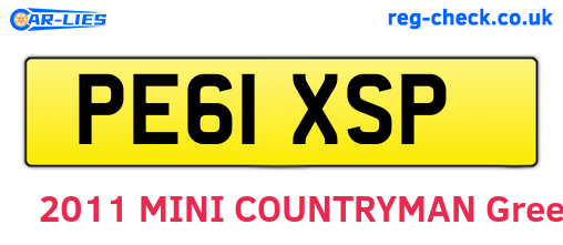 PE61XSP are the vehicle registration plates.