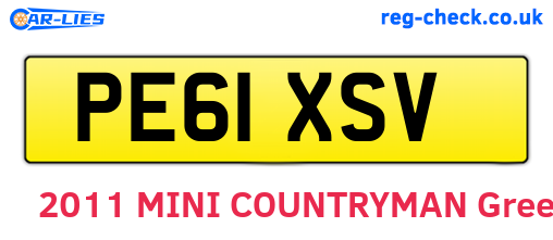 PE61XSV are the vehicle registration plates.