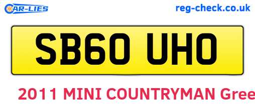 SB60UHO are the vehicle registration plates.