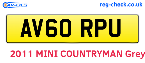 AV60RPU are the vehicle registration plates.