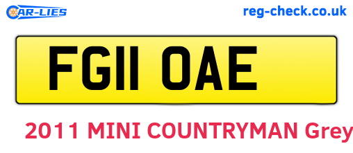 FG11OAE are the vehicle registration plates.
