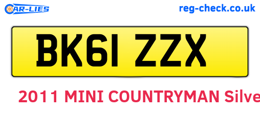 BK61ZZX are the vehicle registration plates.