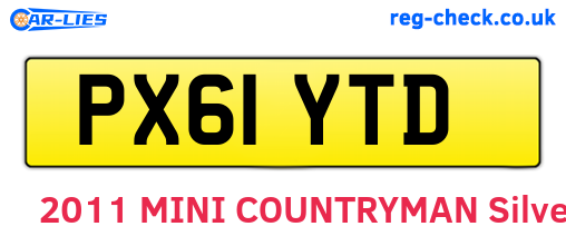 PX61YTD are the vehicle registration plates.