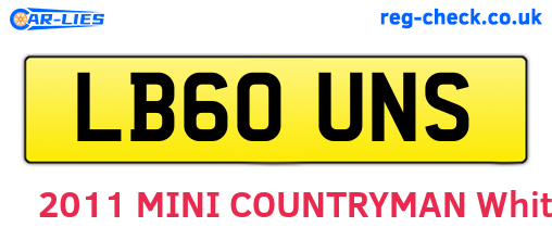 LB60UNS are the vehicle registration plates.