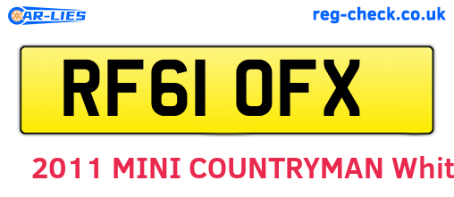RF61OFX are the vehicle registration plates.