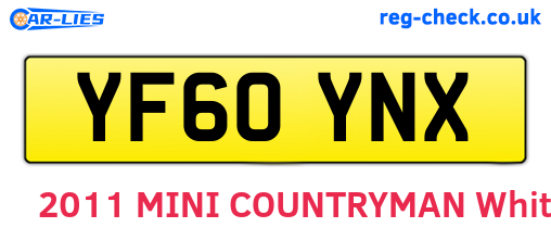 YF60YNX are the vehicle registration plates.