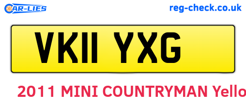 VK11YXG are the vehicle registration plates.