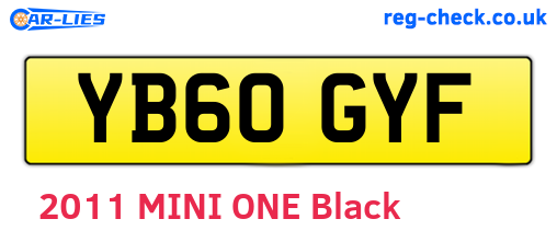 YB60GYF are the vehicle registration plates.