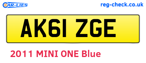 AK61ZGE are the vehicle registration plates.