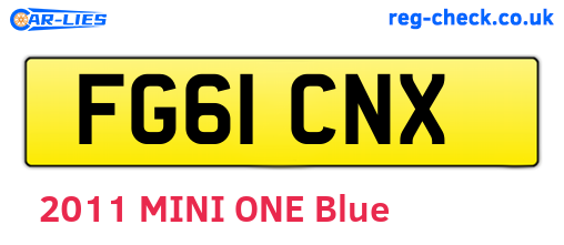 FG61CNX are the vehicle registration plates.