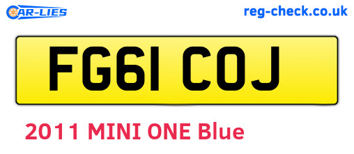 FG61COJ are the vehicle registration plates.