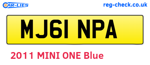 MJ61NPA are the vehicle registration plates.