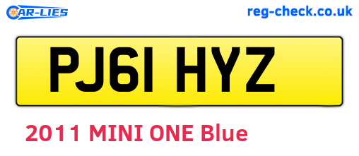PJ61HYZ are the vehicle registration plates.