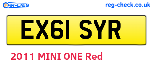 EX61SYR are the vehicle registration plates.