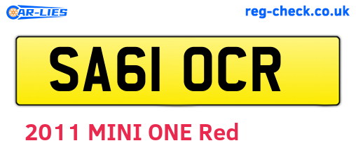 SA61OCR are the vehicle registration plates.