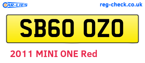 SB60OZO are the vehicle registration plates.