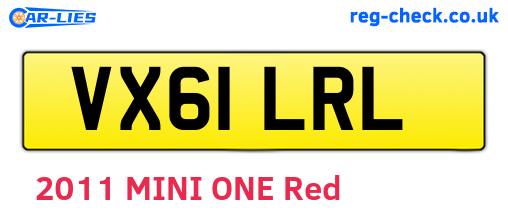 VX61LRL are the vehicle registration plates.