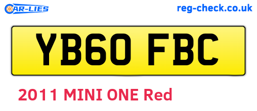 YB60FBC are the vehicle registration plates.