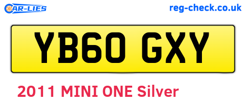 YB60GXY are the vehicle registration plates.