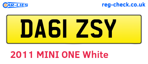 DA61ZSY are the vehicle registration plates.