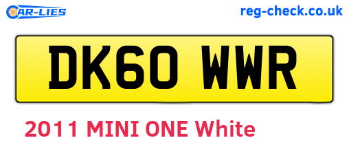 DK60WWR are the vehicle registration plates.