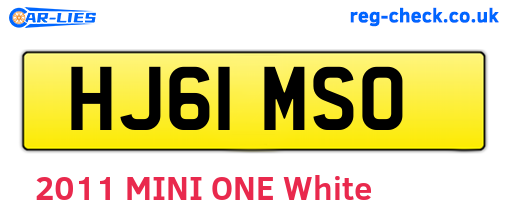 HJ61MSO are the vehicle registration plates.