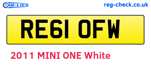 RE61OFW are the vehicle registration plates.