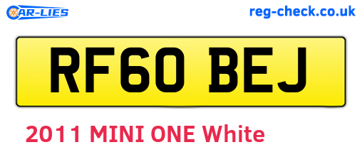 RF60BEJ are the vehicle registration plates.