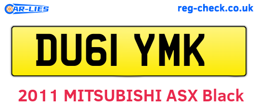 DU61YMK are the vehicle registration plates.
