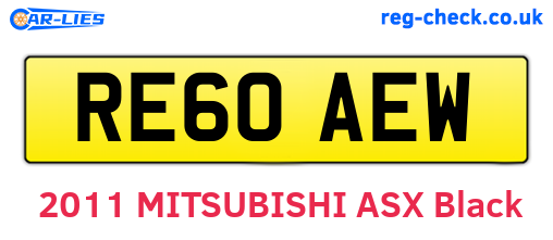 RE60AEW are the vehicle registration plates.