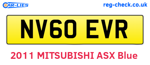 NV60EVR are the vehicle registration plates.