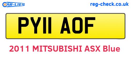 PY11AOF are the vehicle registration plates.