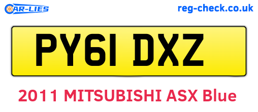 PY61DXZ are the vehicle registration plates.
