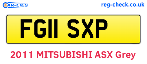 FG11SXP are the vehicle registration plates.