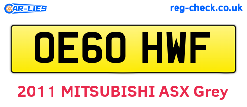 OE60HWF are the vehicle registration plates.