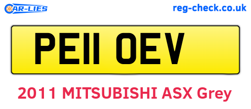 PE11OEV are the vehicle registration plates.