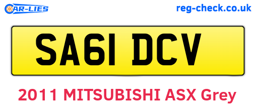 SA61DCV are the vehicle registration plates.