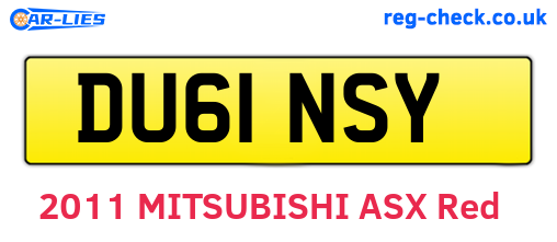 DU61NSY are the vehicle registration plates.